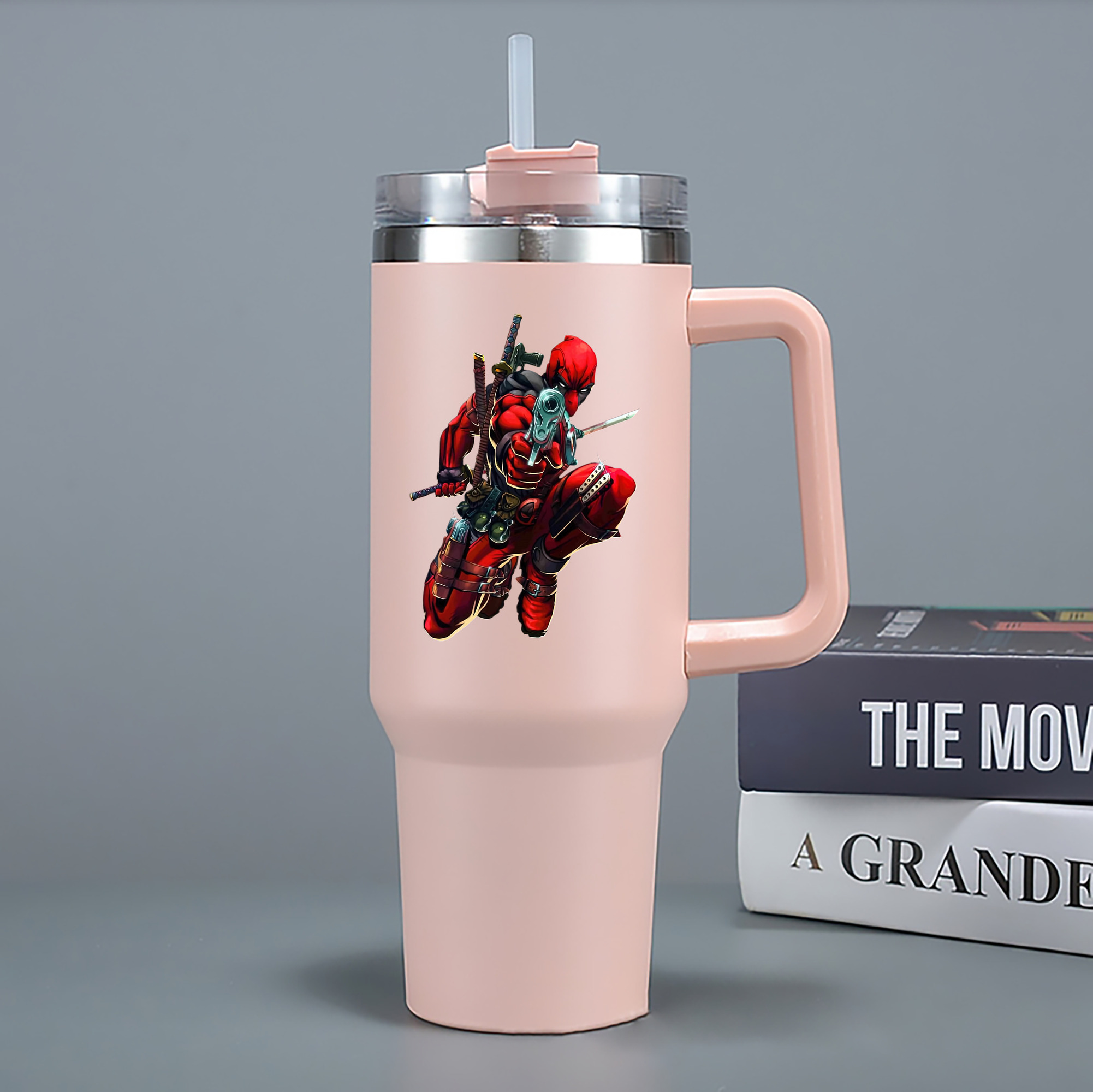 （画像用） Deadpool デッドプール 1200mL車用タンブラー - クリスタルステッカー（プラスチックストロー付き）